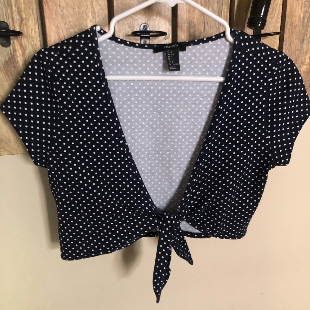 Polka Dot Tie Crop Top